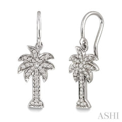 1/4 Ctw Palm Tree Single Cut Diamond Earrings in 14K White Gold