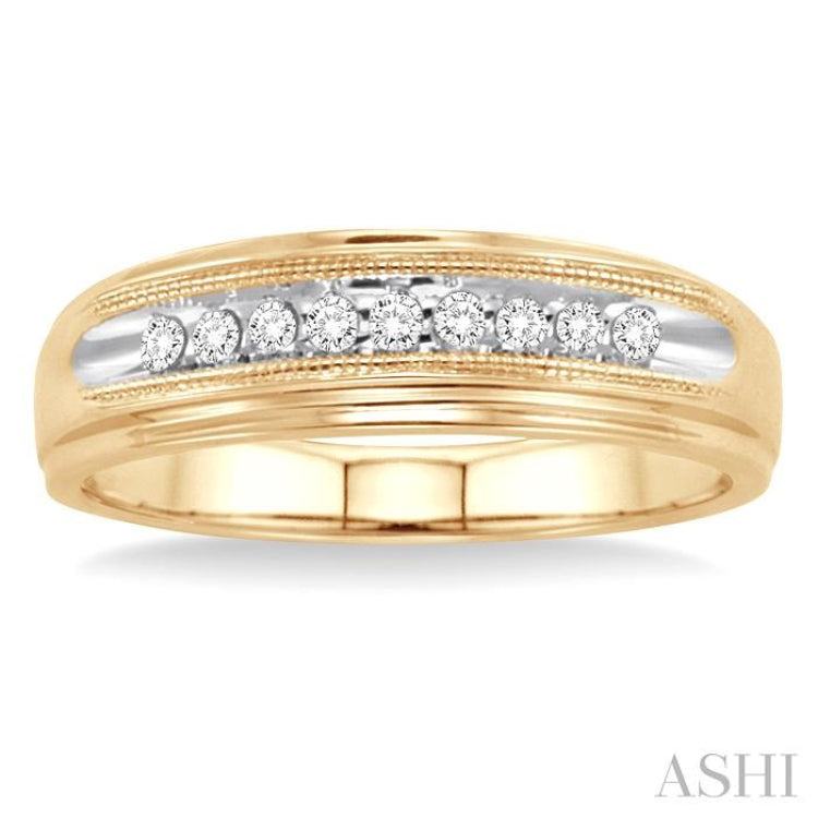 1/8 Ctw Round Cut Diamond Men's Ring in 14K Yellow Gold