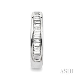 1/10 Ctw Baguette Cut Diamond Huggie Earrings in 14K White Gold