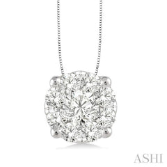 1/2 Ctw Lovebright Round Cut Diamond Pendant in 14K White Gold with Chain