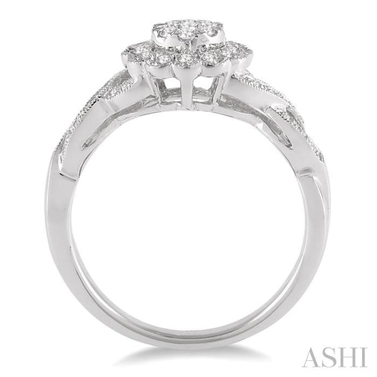 1/3 Ctw Lovebright Round Cut Diamond Ring in 14K White Gold