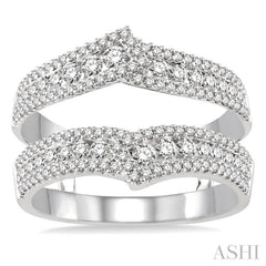 1 Ctw Round Cut Diamond Insert Ring in 14K White Gold