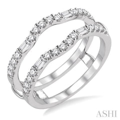 1/2 Ctw Baguette and Round Cut Diamond Insert Ring in 14K White Gold