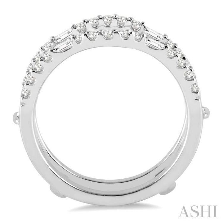 1/2 Ctw Baguette and Round Cut Diamond Insert Ring in 14K White Gold