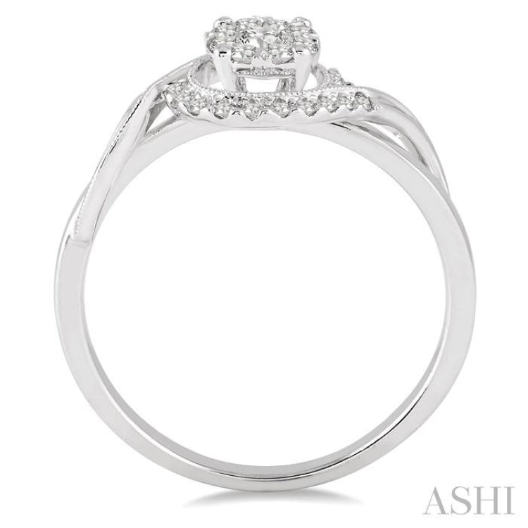 1/3 Ctw Round Cut Diamond Lovebright Engagement Ring in 14K White Gold