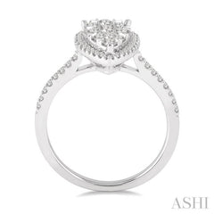 1/2 Ctw Pear Shape Diamond Lovebright Ring in 14K White Gold