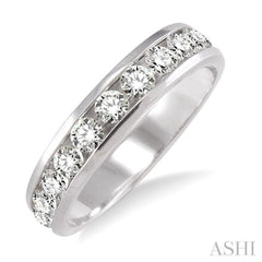 1 Ctw Round Cut Diamond Wedding Band in 14K White Gold