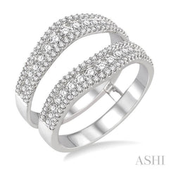 7/8 Ctw Round Cut Diamond Insert Ring in 14K White Gold