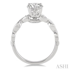 3/4 Ctw Diamond Engagement Ring with 1/2 Ct Round Cut Center Stone in 14K White Gold