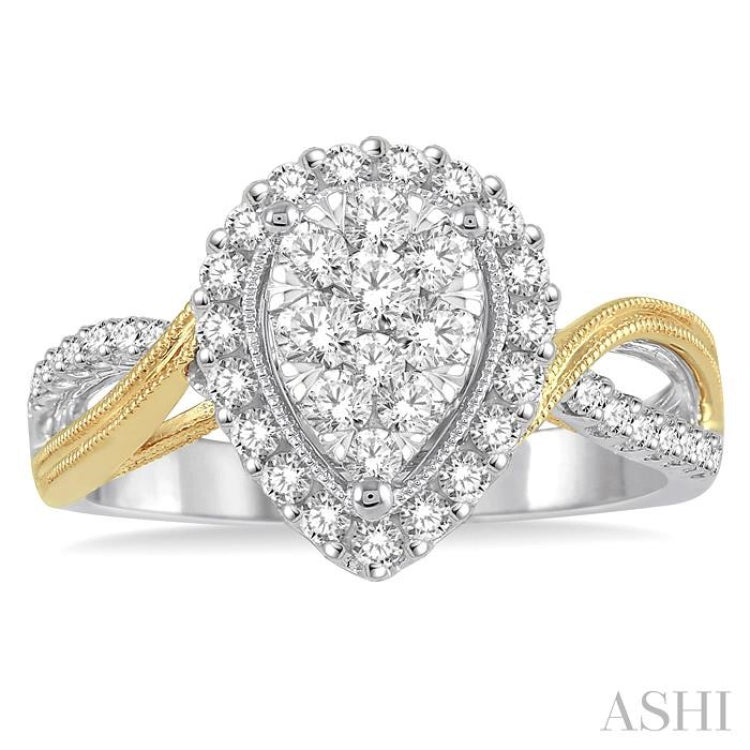 3/4 Ctw Diamond Lovebright Ring in 14K White and Yellow Gold