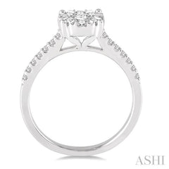 3/4 Ctw Round Cut Lovebright Diamond Ring in 14K White Gold