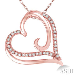 1/10 Ctw Round Cut Diamond Heart Pendant in 10K Rose Gold with Chain