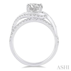 7/8 ctw Diamond Engagement Ring with 1/2 ct Round Cut Center Stone in 14K White Gold