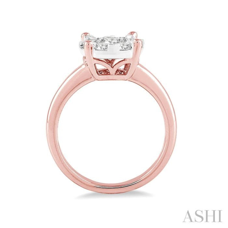 1/3 Ctw Lovebright Round Cut Diamond Ring in 14K Rose and White Gold