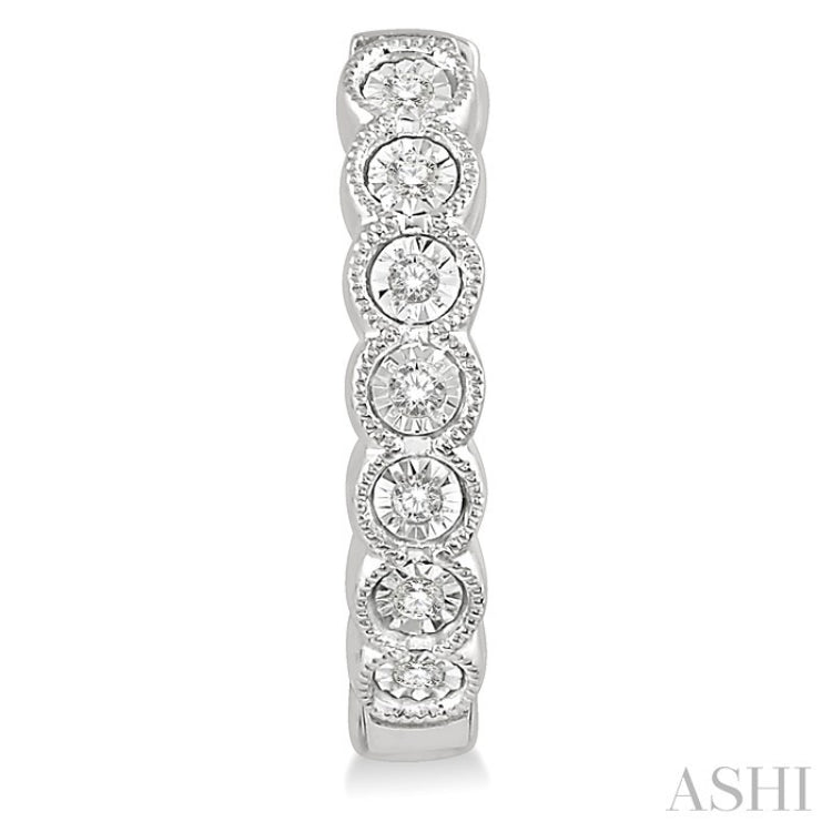 1/10 Ctw Lattice Round Cut Diamond Hoop Earrings in 10K White Gold