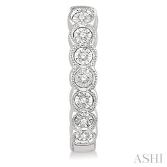 1/10 Ctw Lattice Round Cut Diamond Hoop Earrings in 10K White Gold