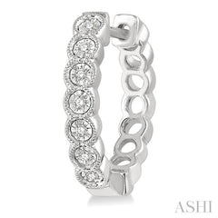 1/10 Ctw Lattice Round Cut Diamond Hoop Earrings in 10K White Gold