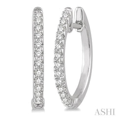 1/5 Ctw Round Cut Diamond Hoop Earrings in 10K White Gold