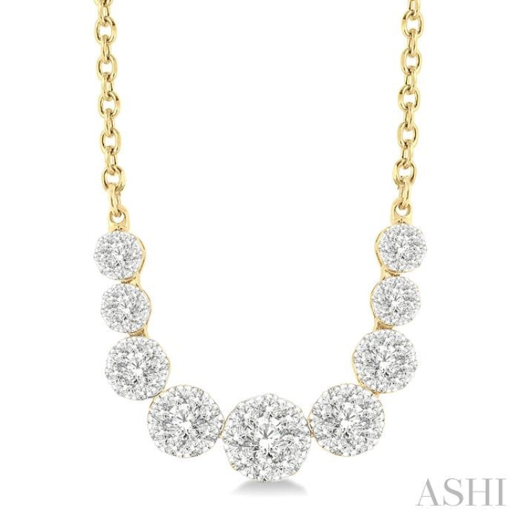 1 Ctw Round Cut Diamond Lovebright Necklace in 14K Yellow and White Gold