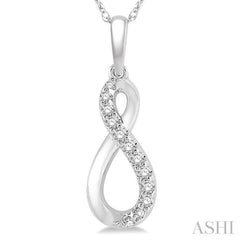 1/10 Ctw Figure Eight Round Cut Diamond Infinity Petite Pendant in 10K White Gold with chain