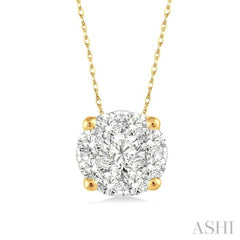 1/8 Ctw Lovebright Round Cut Diamond Pendant in 14K Yellow Gold with Chain