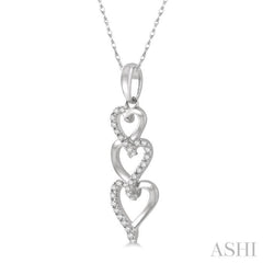 1/8 Ctw Ascending Interlocked Heart Round Cut Diamond Pendant With Link Chain in 10K White Gold