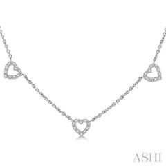 1/6 Ctw Five Heart Round Cut Diamond Necklace in 10K White Gold