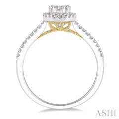 1/3 Ctw Round Diamond Lovebright Halo Engagement Ring in 14K White and Yellow Gold