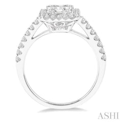 1 Ctw Baguette & Round Cut Fusion Diamond Ring in 14K White Gold