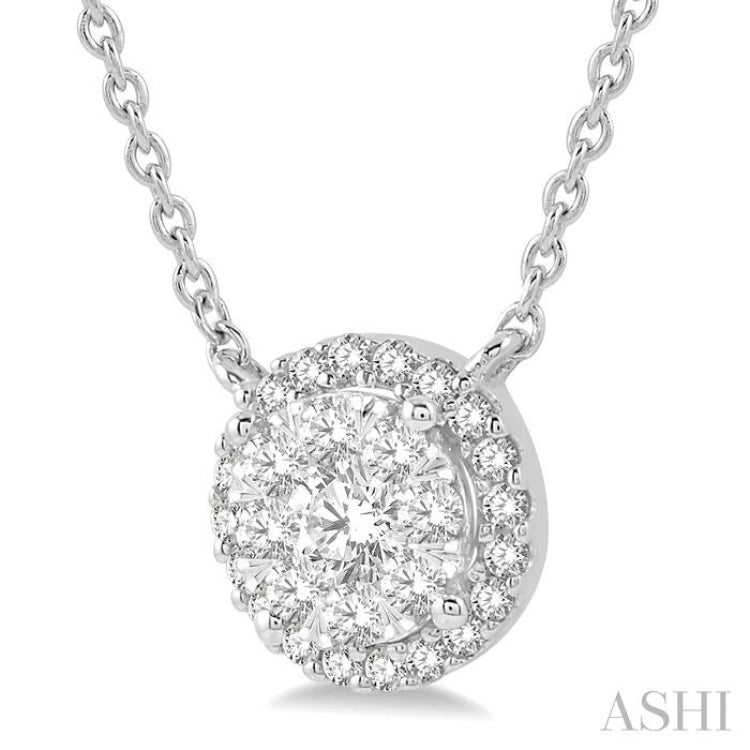 1 ctw Circular Round Cut Diamond Lovebright Necklace in 14K White Gold