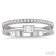 1/5 Ctw Double Row Baguette and Round Diamond Fashion Ring in 14K White Gold