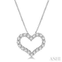 1/2 Ctw Heart Shape Round Cut Diamond Pendant With Chain in 14K White Gold