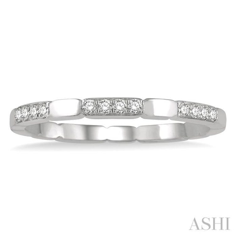 1/10 Ctw Round Cut Diamond Block Stackable Band in 14K White Gold