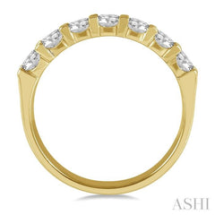 1 Ctw Round Cut 7 Stone Diamond Wedding Band in 14K Yellow Gold