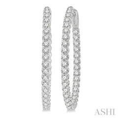 2 Ctw Inside-Out Round Cut Diamond Oval Shape Hoop Earrings in 14K White Gold