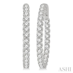 4 Ctw Inside-Out Round Cut Diamond Oval Shape Hoop Earrings in 14K White Gold