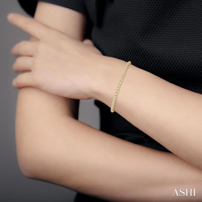 1 Ctw Round Cut Diamond Illusion Tennis Bracelet in 14K Yellow Gold