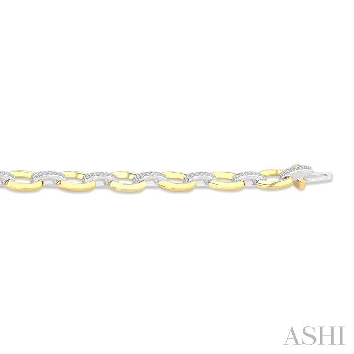 1/3 Ctw Round Cut Diamond Bold Oval Shape Link Bracelet in 10K Yellow and White Gold