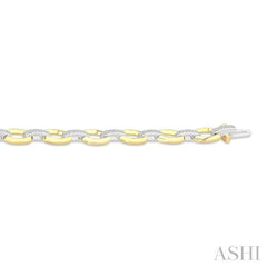 1/3 Ctw Round Cut Diamond Bold Oval Shape Link Bracelet in 10K Yellow and White Gold