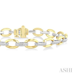 1/3 Ctw Round Cut Diamond Bold Oval Shape Link Bracelet in 10K Yellow and White Gold