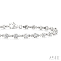 1 Ctw Bezel Set Round Cut Diamond Station Bracelet in 14K White Gold