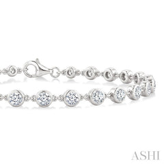 2 Ctw Bezel Set Round Cut Diamond Station Bracelet in 14K White Gold
