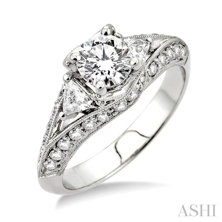 3/4 ctw Diamond Semi-Mount Engagement Ring in 14K White Gold