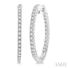 1/2 Ctw Round cut Diamond Hoop Earrings in 14K White Gold