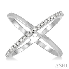 1/4 Ctw Round Cut Diamond 'X' Ring in 14K White Gold