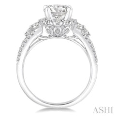 1 Ctw Diamond Semi-mount Engagement Ring in 14K White Gold