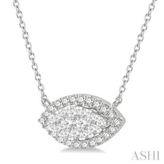 1/2 ctw Marquise Shape Round Cut Diamond Lovebright Necklace in 14K White Gold