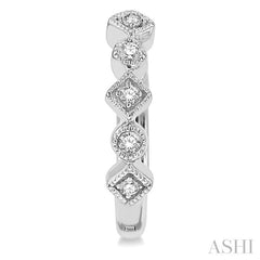 1/10 Ctw Circular & Rhombus Mount Round Cut Diamond Huggie Petite Earrings in 10K White Gold
