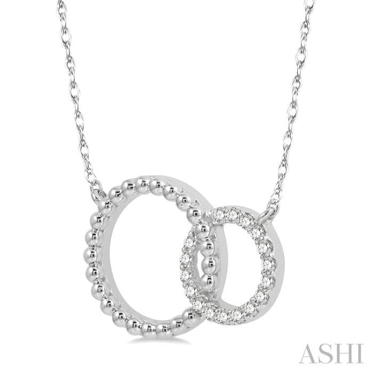 1/10 Ctw Interlocking Twin Circles Round Cut Diamond Necklace in 10K White Gold