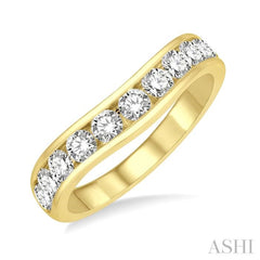 1 Ctw Round Cut Diamond Inlay Wedding Band in 14K Yellow Gold